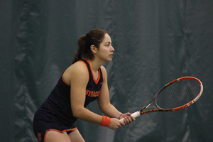 Valeria Salazar's loss in singles ended Syracuse's match against Miami. She went down in two sets, 7-5, 7-6.