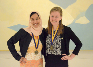 Margaret Foley and Fareya Zubair received the SUNY Chancellor’s Award for Student Excellence. Foley was involved with the Undergraduate Student Association and served as a resident assistant at Centennial Hall. Zubair participated in a mentorship program in the Syracuse City School District. 